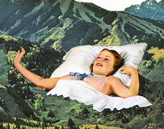 Surrealistyczne kolaże zdjęć wyciętych ze starych czasopism